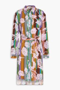 Prita Printed Crepe De Chine Mini Shirt Dress 68 Inches