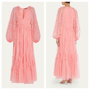Lindsay Ruffle-trim Chiffon Dress