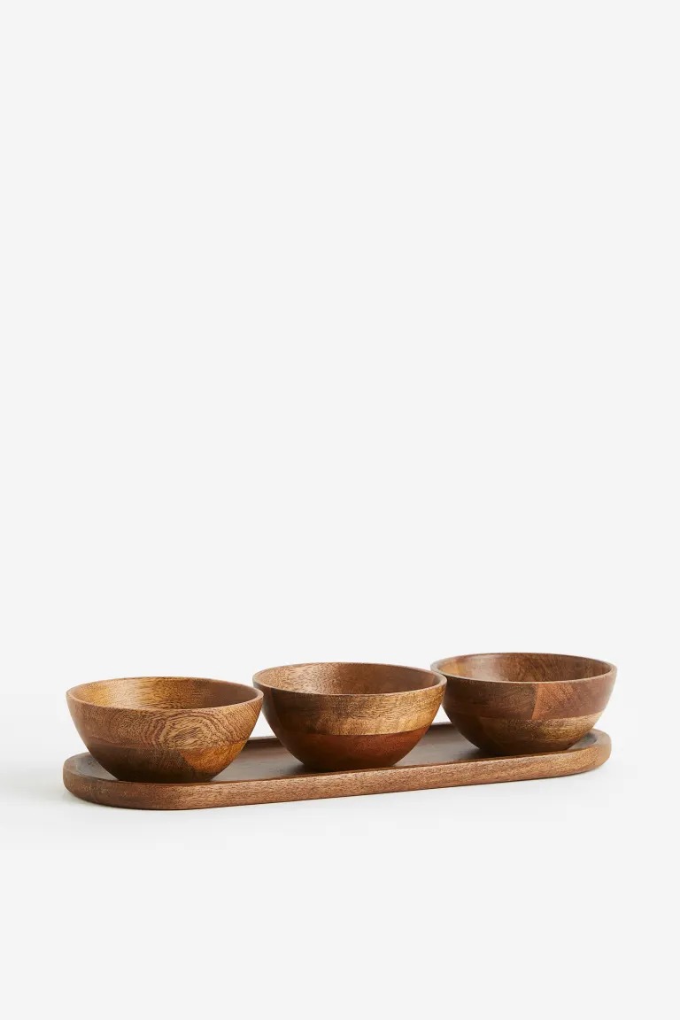 Wooden Serving Bowls and Tray Dealperx