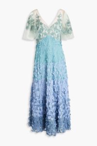 Dégradé Embellished Tulle Midi Dress