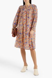 Paolina Gathered Floral-print Cotton-voile Dress