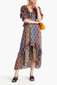 Adele Ruffled Printed Crepe De Chine Dress