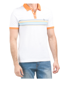 Cotton Pique Engineer Stripe Polo Shirt