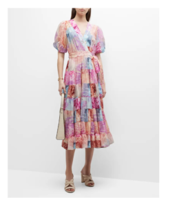 Annalise Patchwork-print Puff-sleeve Dress