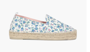 Floral-print Suede Platform Espadrilles
