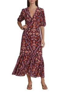 Ester V-neck Puff-sleeve Maxi Dress