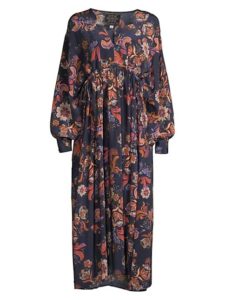 Athena Floral Drawstring Midi-dress