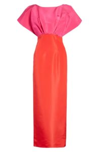 Fan Bodice Silk Column Gown