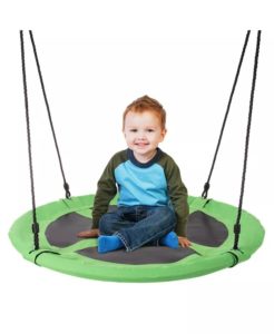 Hey Play Saucer Swing - 40” Diameter Hanging Tree or Swing Set Outdoor Playground or Backyard Play Accessory Round Disc with Adjustable Rope