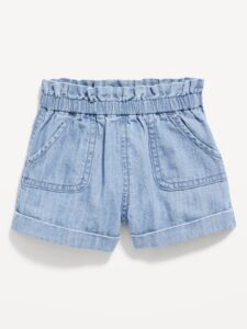 High-waisted Chambray Pull-on Utility Shorts for Baby
