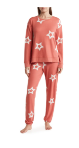 Star Print Long Sleeve Top & Joggers Pajamas