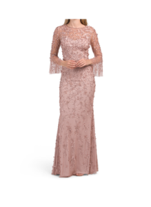 Three Quarter Sleeve Petal Gown