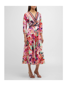 Striped Floral-print A-line Dress Size 6,10