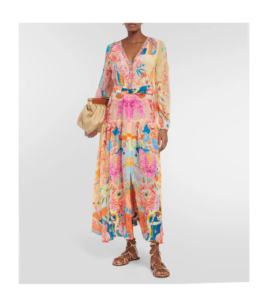 Floral Embellished Silk Maxi Dress