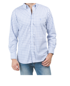 Checkered Long Sleeve Stretch Button Down Shirt
