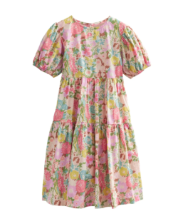 Kids' Puff Sleeve Cotton Dress