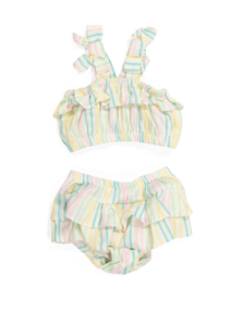 Newborn Girl Tie Straps and Ruffle Skirt Bloomer Set 0-9m