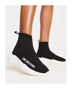 Love Moschino Sock Sneakers with Platform Sole in Black
