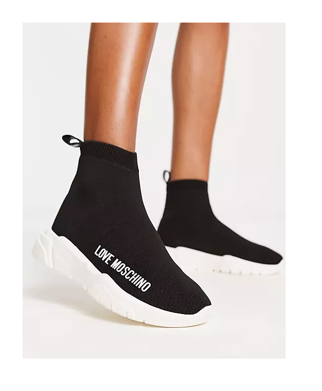 Sale on Love Moschino Love Moschino Sock Sneakers with Platform Sole in ...