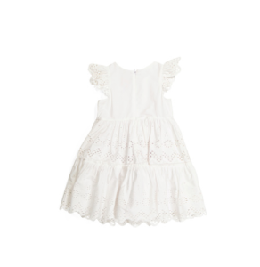 Girls Flutter Sleeve Tiered Dress with Hat