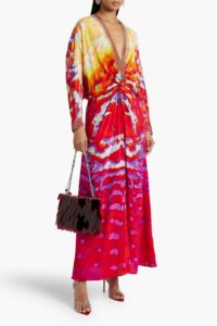 Embellished Printed Silk Maxi Dress