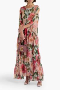 Gathered Floral-print Silk-chiffon Maxi Dress