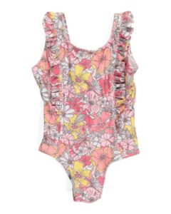 Toddler Girl Floral Rash Guard One-pice Swimsuit