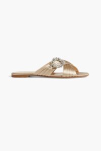 Monroe Crystal-embellished Pleated Silk-satin Sandals