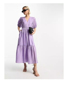 Tiered Volume Maxi Dress in Lilac