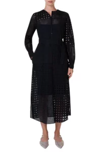 Long Sleeve Cotton Eyelet Shirtdress Size 4, 8