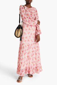 Cutout Floral-print Crepe Maxi Dress