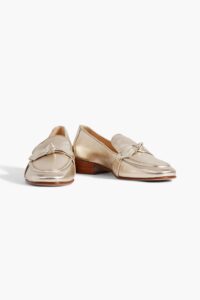 Clarita Knotted Metallic Leather Loafers