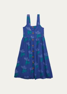 Girl's Sea Flower Button-front Dress, Size 2-13