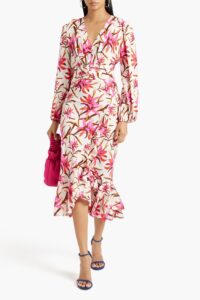 Emmett Ruffled Floral-print Crepe Midi Dress