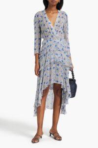 Wrap-effect Floral-print Georgette Mini Dress
