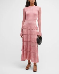 Tiered Ruffle Knit Midi Dress