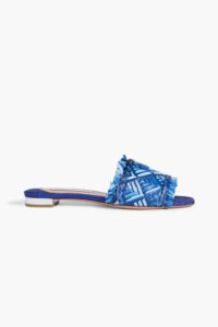 Antibes Woven Raffia and Leather Slides
