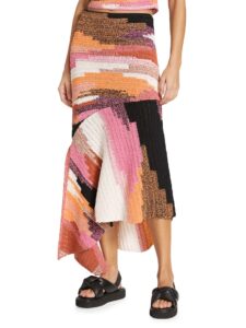 Nova Asymmetric Cotton Knit Midi-skirt