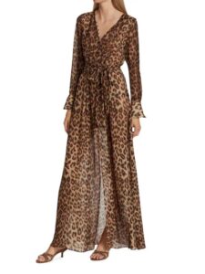 Callum Belted Leopard Print Silk Maxi Dress