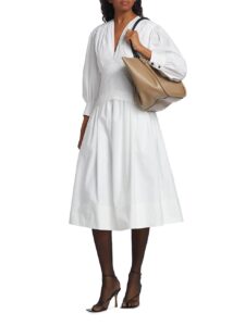 Poplin V-neck Midi-dress
