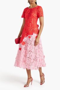 Two-tone Guipure Lace Midi Dress