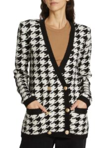 Maddy Double Breasted Houndstooth Cardigan