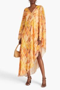 Shira Asymmetric Printed Crepe Dress
