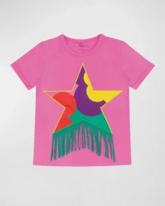 Girl's Star and Fringes Graphic T-shirt, Size 4-6