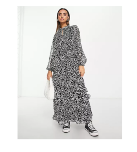 Vero Moda Aware Maxi Smock Dress with Ruffles in Mono Print
