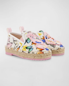 Girl's Butterfly Canvas Flat Espadrilles, Size 12-2