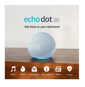 Echo Dot (5th Gen, 2022 Release) with Clock | Smart Speaker with Clock and Alexa | Cloud Blue