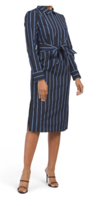 Tie Front Stripe Midi Dress