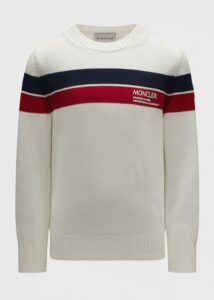 Boy's 2-stripe Crewneck Sweater with Logo, Size 8-14