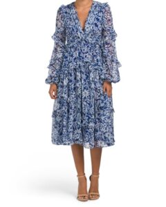 Long Sleeve Floral Cocktail Dress